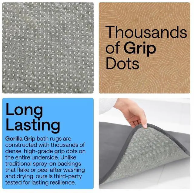 Alt view image 3 of 7 - Memory Foam Bath Rugs, Soft Absorbent Velvet Bathroom Mats, Durable Dots on Underside, Machine Washable Bathmat, Carpet Rug Room Decor for Shower Floor, 24x17 Mat, Graphite Gray