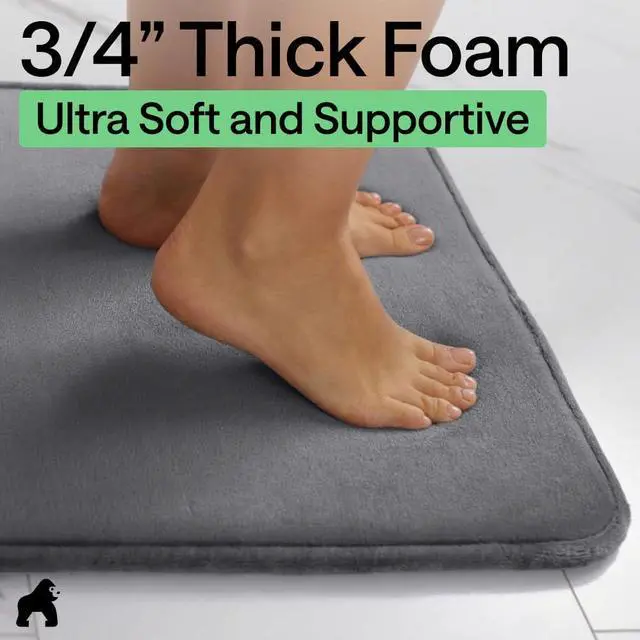 Alt view image 4 of 7 - Memory Foam Bath Rugs, Soft Absorbent Velvet Bathroom Mats, Durable Dots on Underside, Machine Washable Bathmat, Carpet Rug Room Decor for Shower Floor, 24x17 Mat, Graphite Gray