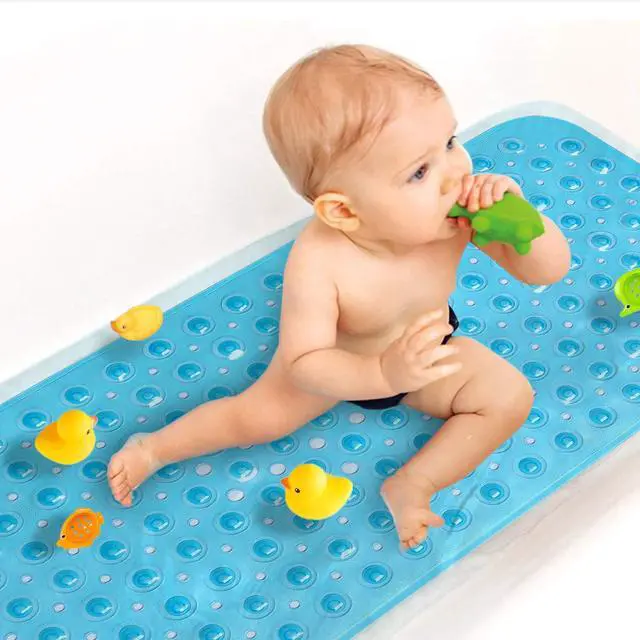 Main image of Upgrade Baby Bath Mat Non Slip Extra Long Bathtub Mat for Kids 40 X 16 Inch - Eco Friendly Bath Tub Mat with 200 Big Suction Cups,Machine Washable Shower Mat,Blue