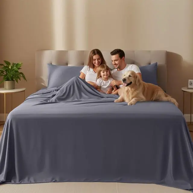 Alt view image 2 of 7 - Queen Size Sheet Set 4 Piece Bed Sheets, Soft and Breathable Microfiber, Includes 1 Fitted Sheet, 1 Flat Sheet and 2 Pillowcases Oeko Tex (Grey)