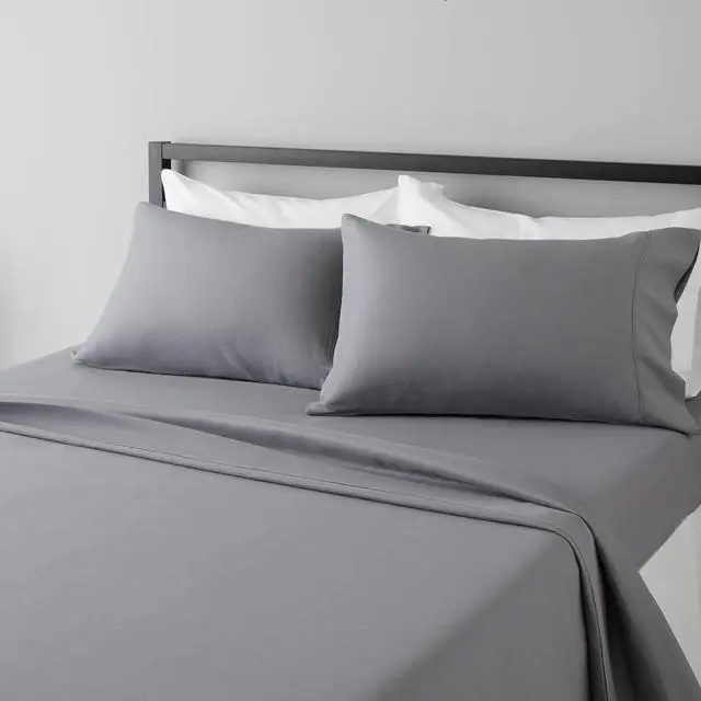 Main image of Amazon Basics Lightweight Super Soft, Wrinkle-Free, Breathable Luxury Microfiber 4 Piece Bed Sheet Set with 14-Inch Deep Pockets, Full, Dark Gray, Solid