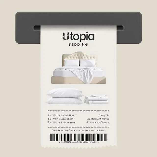 Alt view image 7 of 7 - Queen Size Sheet Set 4 Piece Bed Sheets, Soft and Breathable Microfiber, Includes 1 Fitted Sheet, 1 Flat Sheet and 2 Pillowcases Oeko Tex (White)