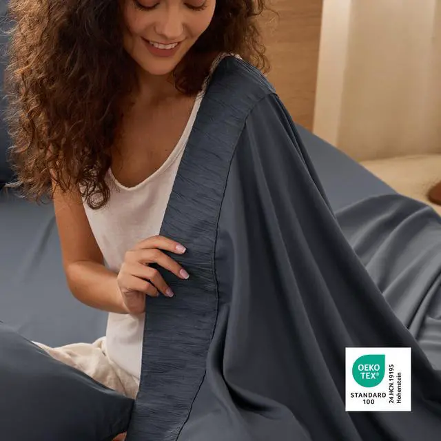 Alt view image 3 of 7 - Bedsure Queen Sheet Set - 4 Pieces Soft Queen Size Sheets - Breathable & Cooling - Hotel Luxury - Easy Care Polyester Microfiber Bedding for Women, Men, Dark Grey
