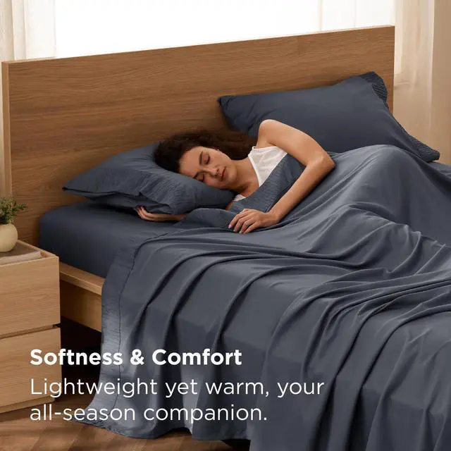 Alt view image 2 of 7 - Bedsure Queen Sheet Set - 4 Pieces Soft Queen Size Sheets - Breathable & Cooling - Hotel Luxury - Easy Care Polyester Microfiber Bedding for Women, Men, Dark Grey