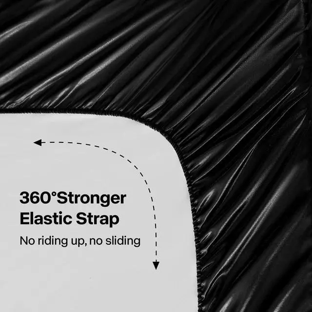 Alt view image 5 of 7 - BEDELITE Satin Sheets Queen Size Bed Set, Luxury Soft Black Silky Sheets for Hair and Skin, Similar to Silk Bed Sheets Set 4 Pieces with 1 Deep Pocket Fitted Sheet, 1 Flat Sheet, and 2 Pillowcases