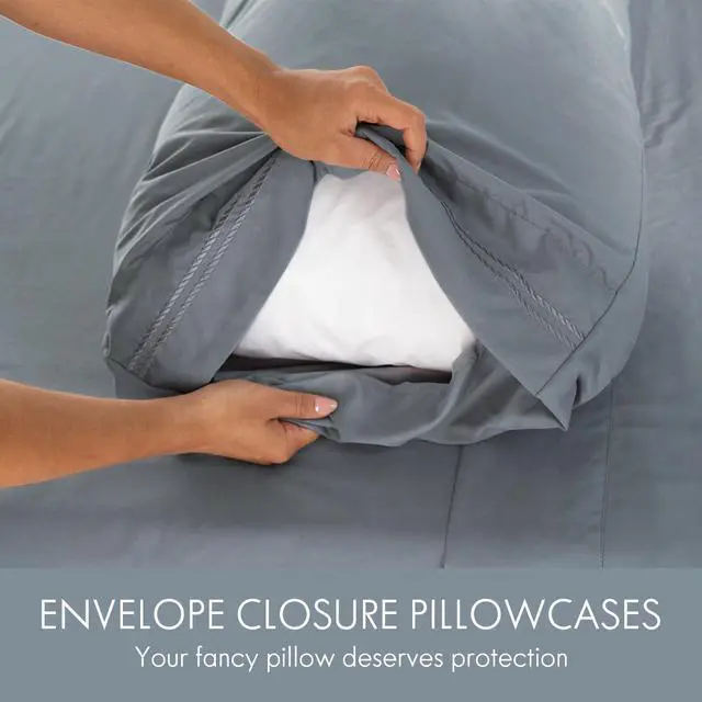 Alt view image 3 of 7 - ClevaHome Twin Size Sheet Set - 4 Piece Soft Breathable Luxury Bed Sheet Set - Shrinkage & Fade Resistant Embroidered Bedding Sheet with Deep Pocket, 2 Extra Pillowcases (Twin, Quarry)