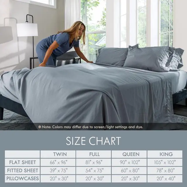 Alt view image 6 of 7 - ClevaHome Twin Size Sheet Set - 4 Piece Soft Breathable Luxury Bed Sheet Set - Shrinkage & Fade Resistant Embroidered Bedding Sheet with Deep Pocket, 2 Extra Pillowcases (Twin, Quarry)