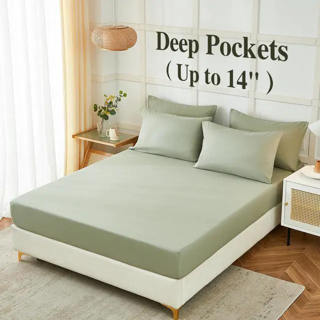 Alt view image 3 of 7 - ILAVANDE Queen Sheets Set 6 Piece,Hotel Luxury Super Soft 1800 Series Microfiber Queen Bed Sheets Set-Wrinkle Free & Breathable-14 Deep Pocket Sheets for Queen Size Bed(Queen,Sage Green)