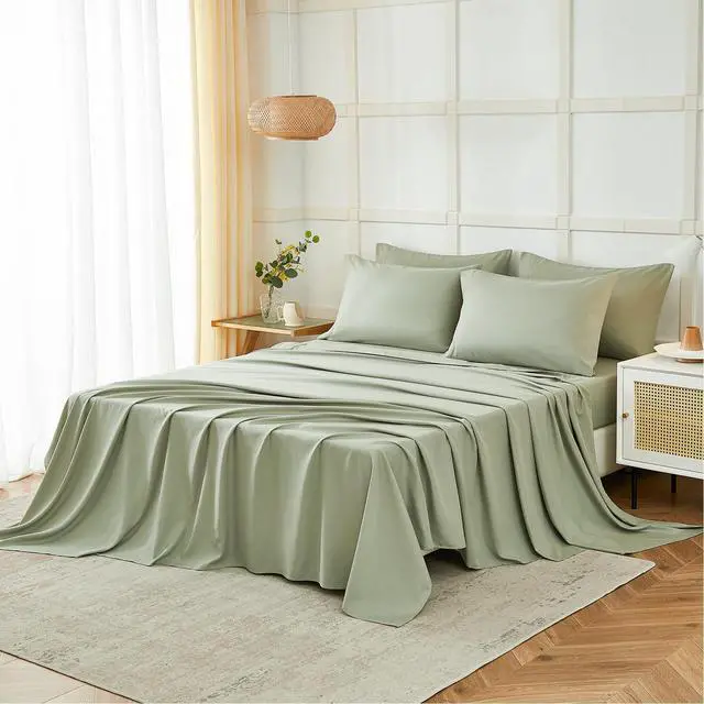 Alt view image 6 of 7 - ILAVANDE Queen Sheets Set 6 Piece,Hotel Luxury Super Soft 1800 Series Microfiber Queen Bed Sheets Set-Wrinkle Free & Breathable-14 Deep Pocket Sheets for Queen Size Bed(Queen,Sage Green)