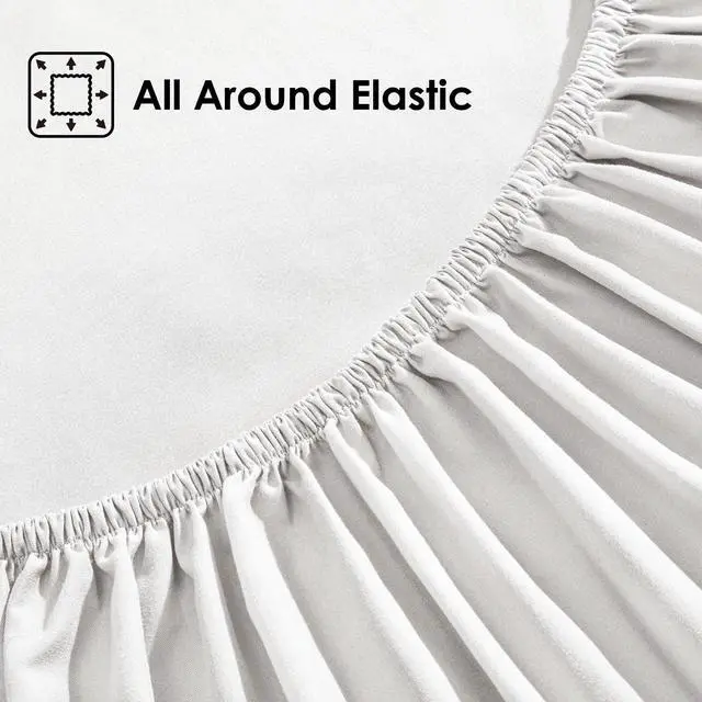 Alt view image 2 of 5 - ClevaHome Sheet Set Queen Size, 4-Piece Bedding, Lightweight & Super Soft Easy Care Microfiber Shrinkage & Fade Resistant Bedding Set with 14'' Deep Pockets (Pearl White)