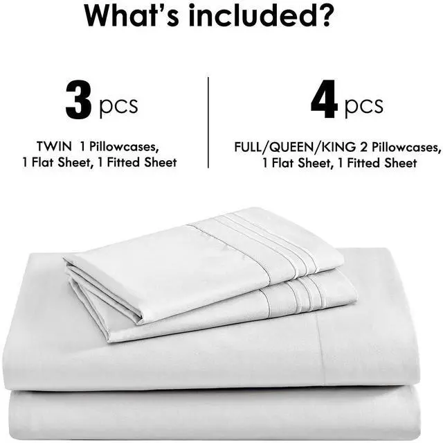 Alt view image 4 of 5 - ClevaHome Sheet Set Queen Size, 4-Piece Bedding, Lightweight & Super Soft Easy Care Microfiber Shrinkage & Fade Resistant Bedding Set with 14'' Deep Pockets (Pearl White)