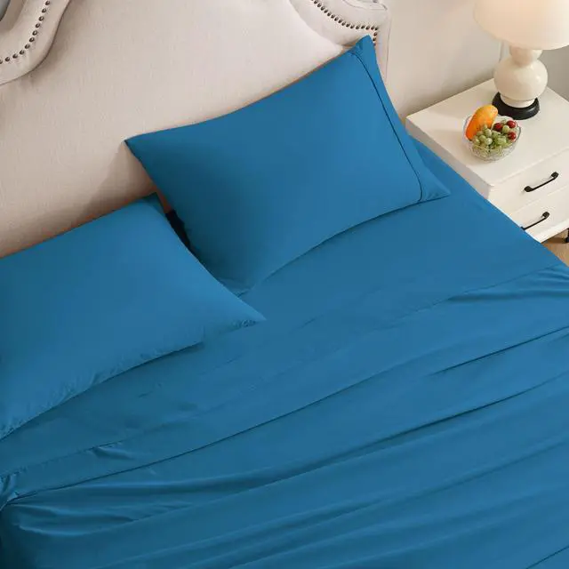Alt view image 6 of 7 - Swiftify Queen Sheet Set, 4 Pieces Hotel Luxury Soft Microfiber Queen Bed Sheets Set, Up to 16" Deep Pockets, Oeko-Tex Sheets with Elastic, Breathable, Wrinkle Free (Peacock Blue,Queen)