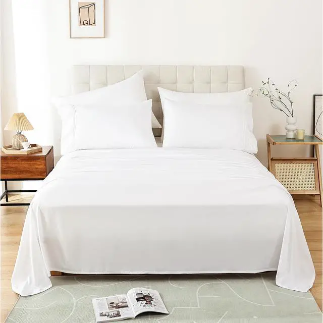 Main image of Whitney Home Textile Full Sheet Set - 4 Piece Bed Sheets for Ful Size Bed, Extra Soft Breathable, Deep Pocket Hotel Luxury Cooling Sheets, Wrinkle Free Oeko-Tex, White