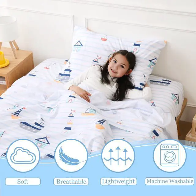 Alt view image 6 of 6 - CIMVI Kids Full Size 4 Piece Bed Sheets for Boys Nautical Sailboat Sheet Sets with Pillowcases 15-Inch Deep Pocket Fitted Sheet Soft Microfiber Bedding Sheets Kids Toddlers Decor Bedroom