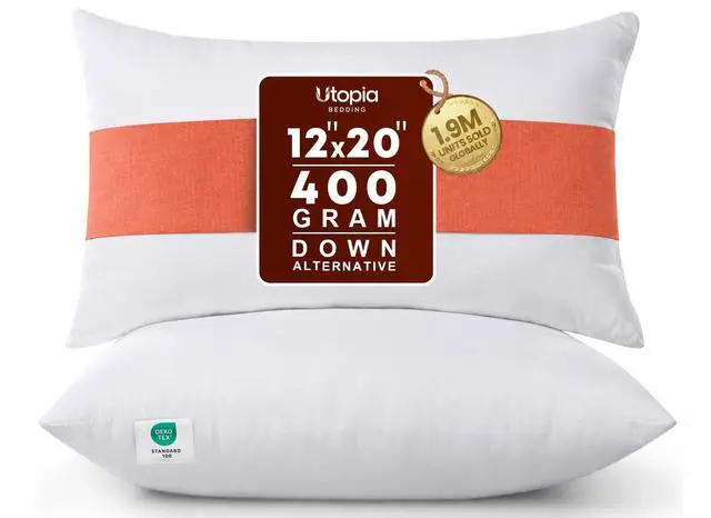 Main image of Utopia Bedding 12x20 Pillow Inserts, Set of 2, White Indoor Decorative Throw Pillows for Bed, Sofa & Couch Soft, Supportive & Fluffy Cushion Inserts