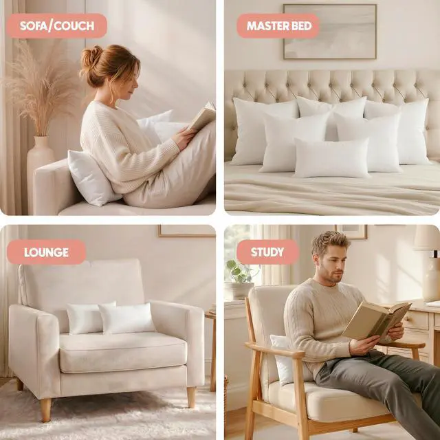 Alt view image 5 of 7 - Utopia Bedding 12x20 Pillow Inserts, Set of 2, White Indoor Decorative Throw Pillows for Bed, Sofa & Couch Soft, Supportive & Fluffy Cushion Inserts