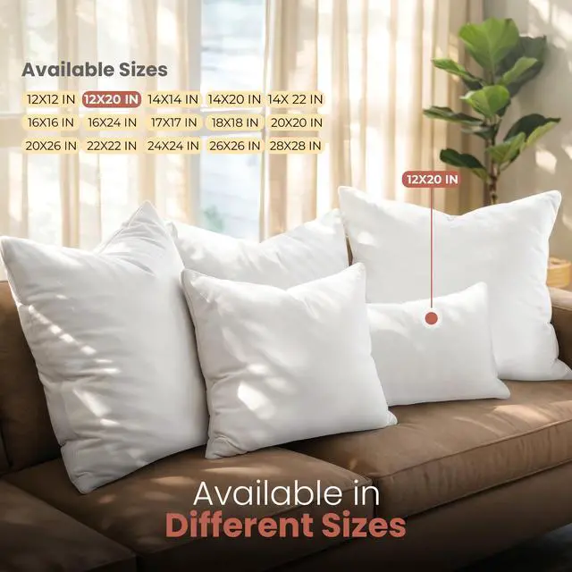 Alt view image 6 of 7 - Utopia Bedding 12x20 Pillow Inserts, Set of 2, White Indoor Decorative Throw Pillows for Bed, Sofa & Couch Soft, Supportive & Fluffy Cushion Inserts