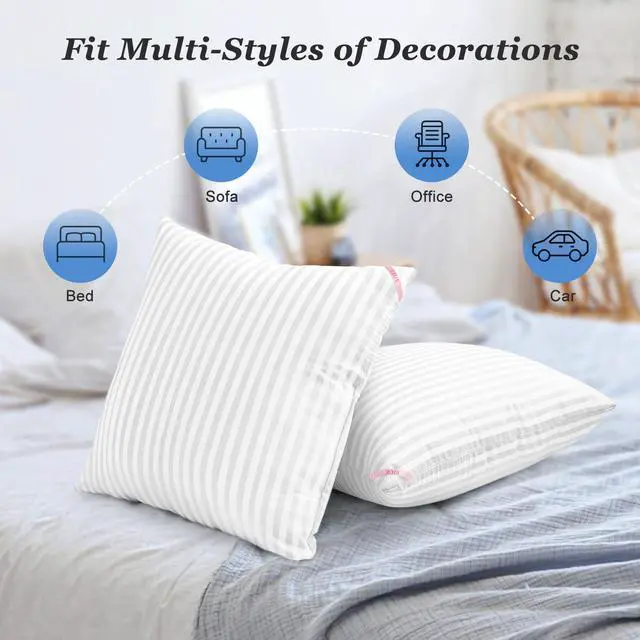 Alt view image 3 of 6 - EIUE Throw Pillow Inserts, Machine Washable Pillows,Premium Polyester Fiber Fill for Sofa Bed & Decorative Cushions (White, 18x18inch)
