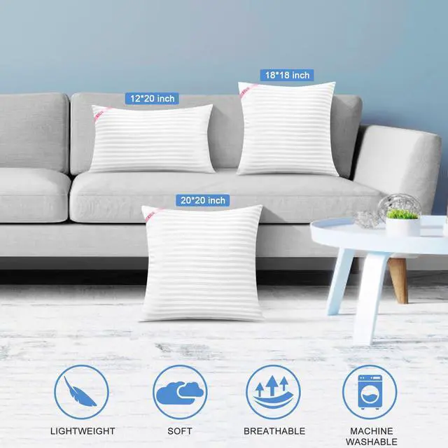 Alt view image 6 of 6 - EIUE Throw Pillow Inserts, Machine Washable Pillows,Premium Polyester Fiber Fill for Sofa Bed & Decorative Cushions (White, 18x18inch)