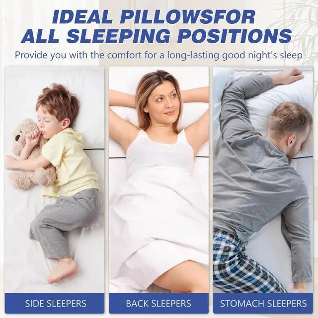 Alt view image 4 of 7 - Vorouhals Hotel Collection Bed Pillows for Sleeping 2 Pack Standard Size Cooling Pillows Set of 2 for Back, Stomach or Side Sleepers, Super Soft Down Alternative Microfiber Filled Pillows