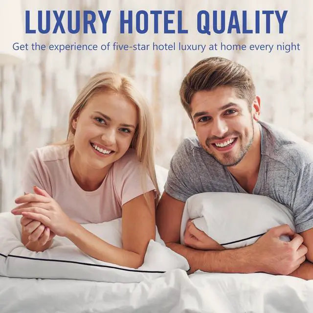 Alt view image 5 of 7 - Vorouhals Hotel Collection Bed Pillows for Sleeping 2 Pack Standard Size Cooling Pillows Set of 2 for Back, Stomach or Side Sleepers, Super Soft Down Alternative Microfiber Filled Pillows