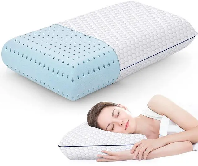 Main image of CushyOasis Memory Foam Pillows for Side, Back and Stomach Sleepers, Bed Pillow with Washable Cover and Breathable Mesh, Bed Pillow for Sleeping Standard Size (Grey)