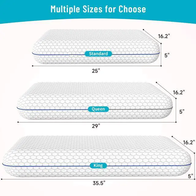 Alt view image 3 of 7 - CushyOasis Memory Foam Pillows for Side, Back and Stomach Sleepers, Bed Pillow with Washable Cover and Breathable Mesh, Bed Pillow for Sleeping Standard Size (Grey)