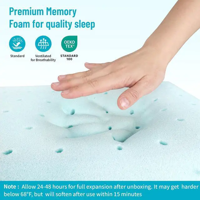 Alt view image 4 of 7 - CushyOasis Memory Foam Pillows for Side, Back and Stomach Sleepers, Bed Pillow with Washable Cover and Breathable Mesh, Bed Pillow for Sleeping Standard Size (Grey)
