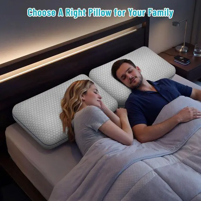 Alt view image 7 of 7 - CushyOasis Memory Foam Pillows for Side, Back and Stomach Sleepers, Bed Pillow with Washable Cover and Breathable Mesh, Bed Pillow for Sleeping Standard Size (Grey)
