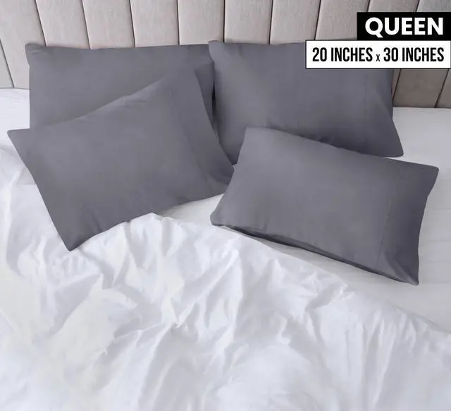 Alt view image 2 of 7 - Utopia Bedding Queen Pillow Cases - 4 Pack - Envelope Closure - Soft Brushed Microfiber Fabric - Shrinkage and Fade Resistant Pillow Covers Queen Size 20 X 30 Inches (Queen, Grey)