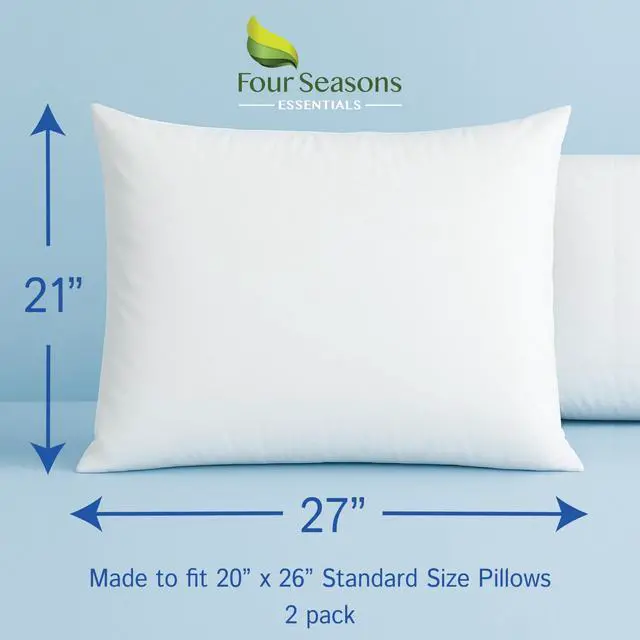 Alt view image 2 of 7 - Four Seasons Essentials Standard Pillow Protectors (Set of 2) Zippered Waterproof Pillow Covers Hypoallergenic Dust Proof Pillowcase Encasement Cover