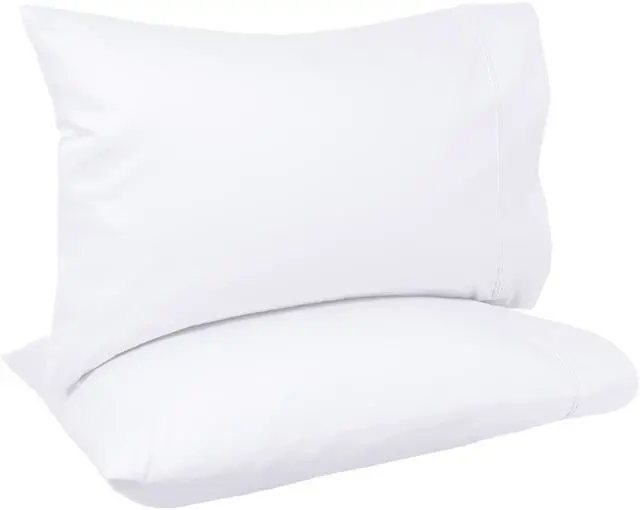 Main image of Amazon Basics 400 Thread Count Cotton Pillowcases, Standard, 30" L x 20" W, White - Set of 2, Pillows Not Included