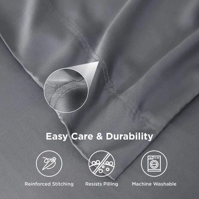 Alt view image 5 of 7 - Bedsure Pillow Cases Queen, Cooling Pillow Cases, Rayon Derived from Bamboo Dark Grey Pillowcases Queen Size Set of 2, PureWoven & Soft Bedding Pillow Cover with Envelope Closure,Gifts, 20x30 Inches