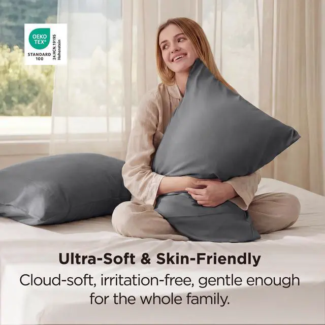 Alt view image 3 of 7 - Bedsure Pillow Cases Queen Set of 2 - Dark Grey Double Brushed Microfiber Pillowcases 2 Pack, Super Soft Cooling Pillow Case Covers with Envelope Closure for Kids, Wrinkle, Fade Resistant, 20x30