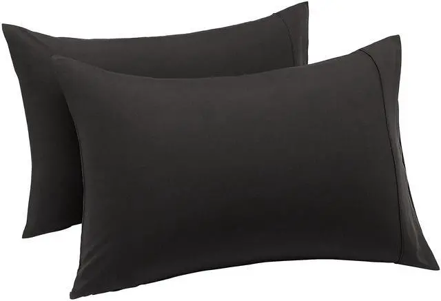 Alt view image 3 of 4 - Standard Pillowcases Set of 2 - Lightweight, Super Soft Easy Care Microfiber, Black, 30" L x 20" W, Pillows Not Included