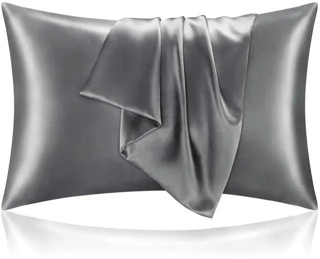 Main image of BEDELITE Satin Pillowcase for Hair and Skin, Super Soft and Cooling Similar to Silk Pillow Cases 2 Pack with Envelope Closure, Gift for Women Men(20"x30" Queen Size, Dark Grey)