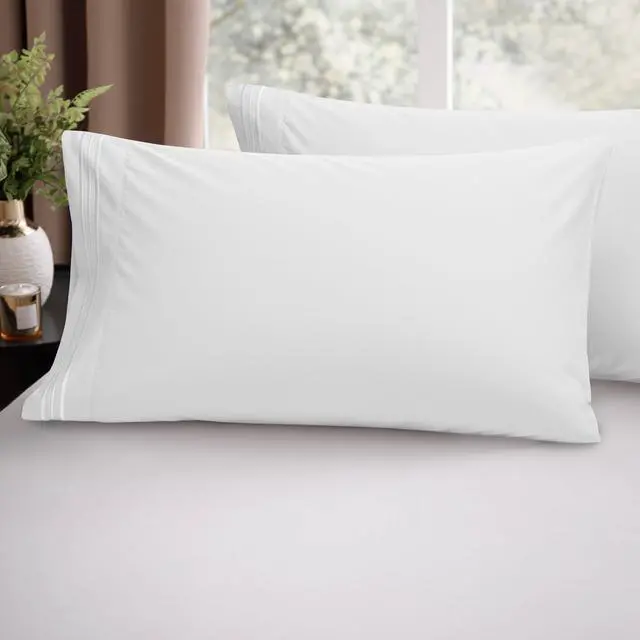 Alt view image 2 of 7 - Elegant Comfort Luxury Ultra-Soft 2-Piece Pillowcase Set - 1500 Premium Hotel Quality Microfiber Double Brushed - Wrinkle Resistant, King Size, White