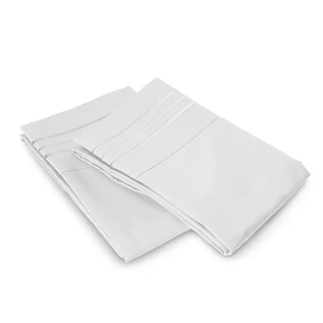 Alt view image 5 of 7 - Elegant Comfort Luxury Ultra-Soft 2-Piece Pillowcase Set - 1500 Premium Hotel Quality Microfiber Double Brushed - Wrinkle Resistant, King Size, White