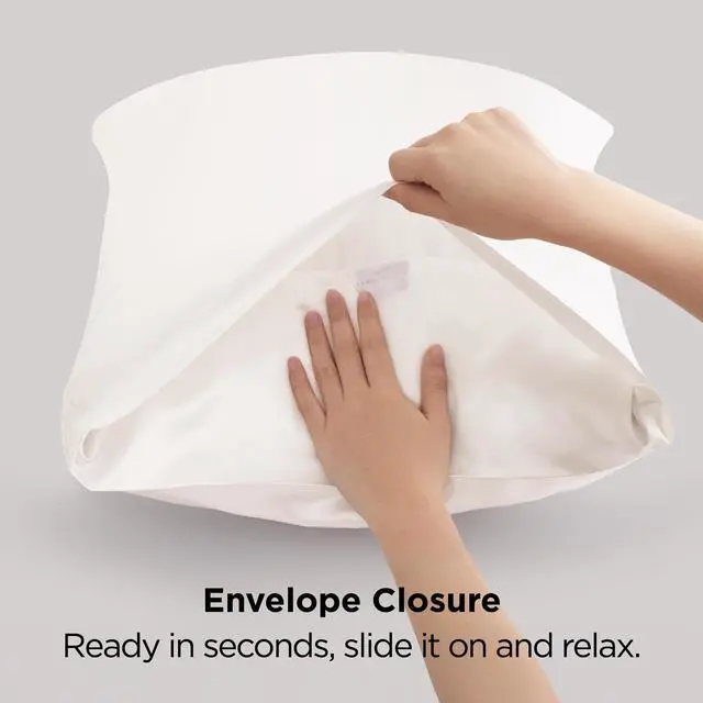 Alt view image 7 of 7 - Bedsure Satin Pillowcase for Hair and Skin Queen - Ivory Silky Pillowcase 2 Pack with Envelope Closure, Similar to Silk Pillow Cases, Gifts for Women Men, 20x30 Inches, 2pcs