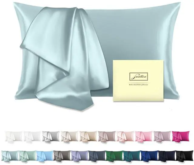 Main image of Mulberry Silk Pillowcase for Hair and Skin Standard Size 20"X 26" Pillow Case with Hidden Zipper Soft Breathable Smooth Cooling Silk Pillow Covers for Sleeping (Haze Blue,Standard,1Pcs)