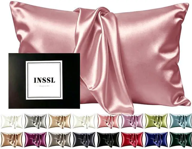 Main image of INSSL Silk Pillowcase for Women, Mulberry Silk Pillowcase for Hair and Skin and Stay Comfortable and Breathable During Sleep (Standard, Coral)