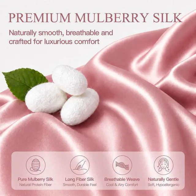 Alt view image 3 of 7 - INSSL Silk Pillowcase for Women, Mulberry Silk Pillowcase for Hair and Skin and Stay Comfortable and Breathable During Sleep (Standard, Coral)