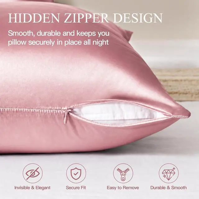 Alt view image 6 of 7 - INSSL Silk Pillowcase for Women, Mulberry Silk Pillowcase for Hair and Skin and Stay Comfortable and Breathable During Sleep (Standard, Coral)