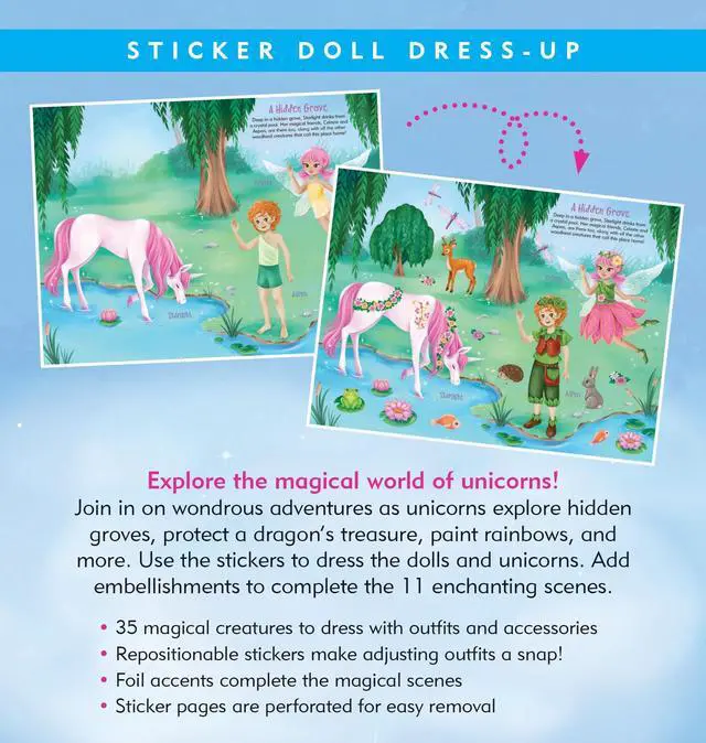 Alt view image 2 of 7 - Unicorns Sticker Doll Dress-Up Book