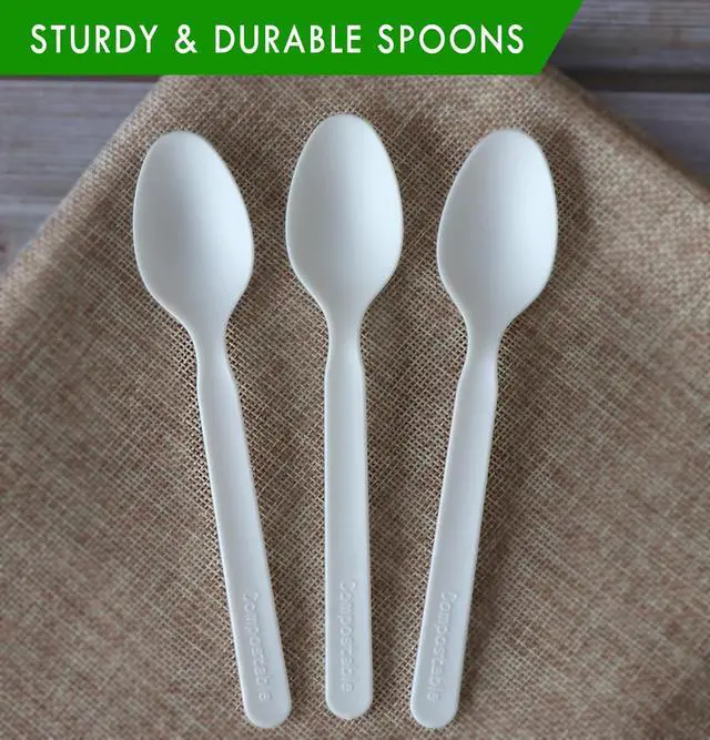 Alt view image 3 of 7 - GreenWorks Heavy-duty Compostable Spoons,BPI Certified,100 Count Large Disposable Cutlery Spoons