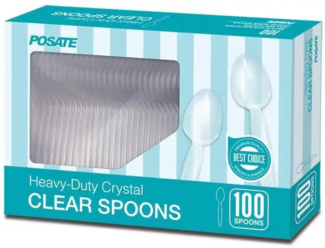 Main image of POSATE Heavyweight Plastic Spoons, Clear, 100 Count