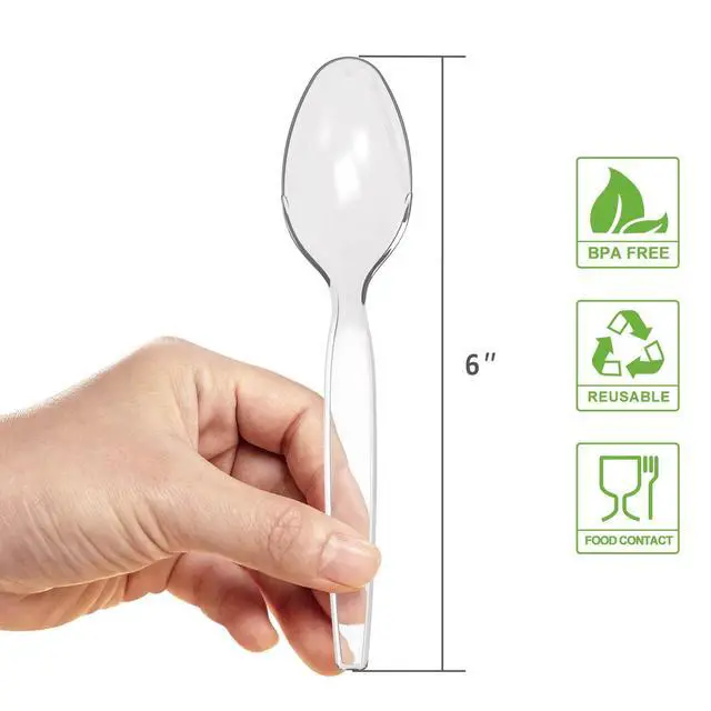 Alt view image 2 of 7 - POSATE Heavyweight Plastic Spoons, Clear, 100 Count