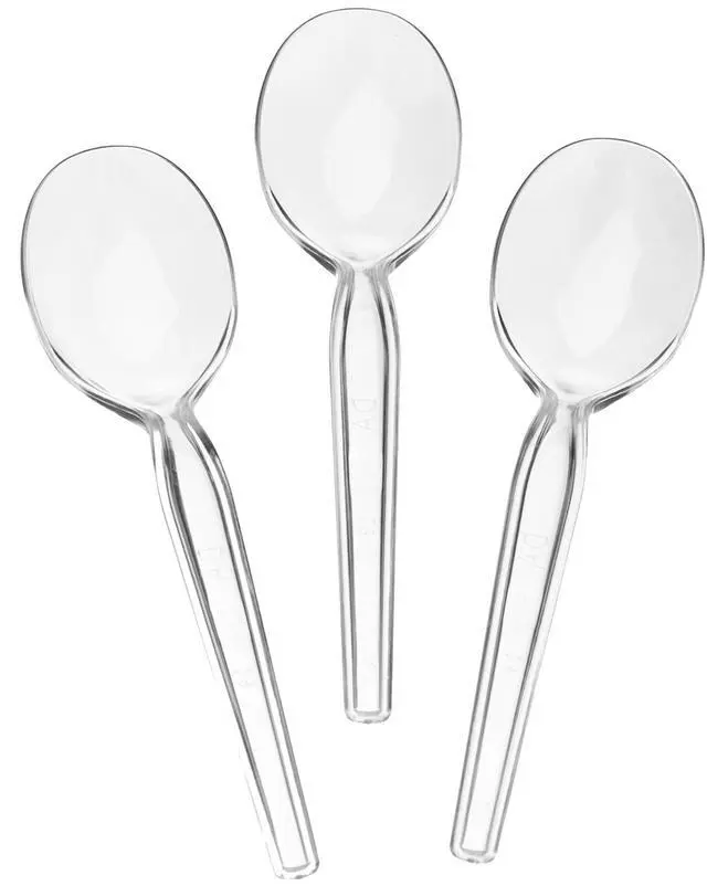 Alt view image 2 of 7 - Settings Clear Plastic Soup Spoons, 50 Count - Heavyweight Disposable Soup Spoons, BPA-Free Bulk Plastic Cutlery for Parties, Weddings, Catering & Everyday Use