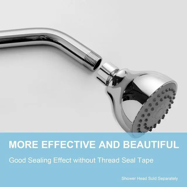 Alt view image 2 of 7 - OFFO Shower Arm with Flange, 6 in Wall Mount Replacement Angle Shower Head Arm Wall-Mounted For Fixed Shower Head & Handheld Showerhead, Chrome