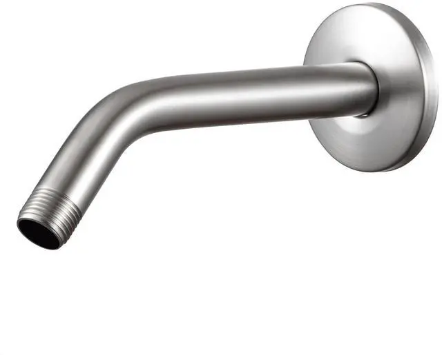 Main image of OFFO Shower Arm with Flange, 6 in Brushed Nickel Wall Mount Replacement Angle Shower Head Arm Wall-Mounted For Fixed Shower Head & Handheld Showerhead